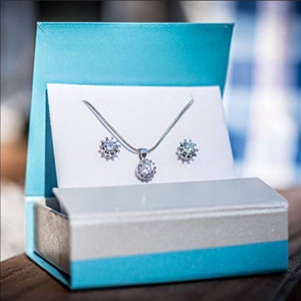 Cubic Zirconia Necklace and Earrings Gift Set